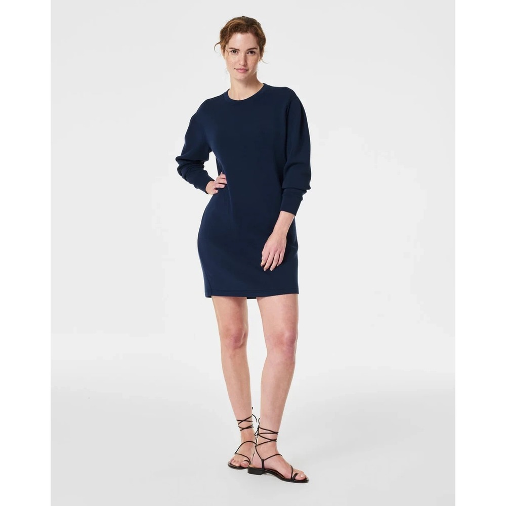Spanx Air Essentials Dress Plus 1X Timeless Navy Crew Long Sleeve Relaxed Shift